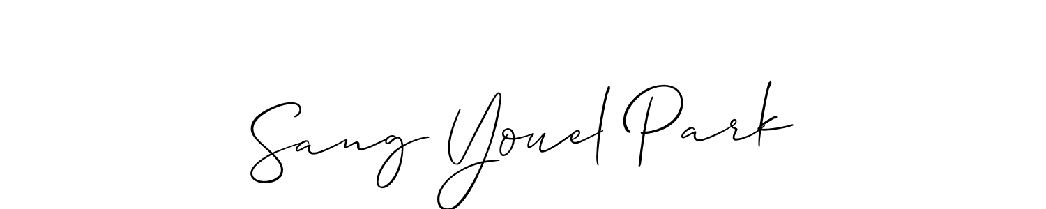 Make a short Sang Youel Park signature style. Manage your documents anywhere anytime using Allison_Script. Create and add eSignatures, submit forms, share and send files easily. Sang Youel Park signature style 2 images and pictures png
