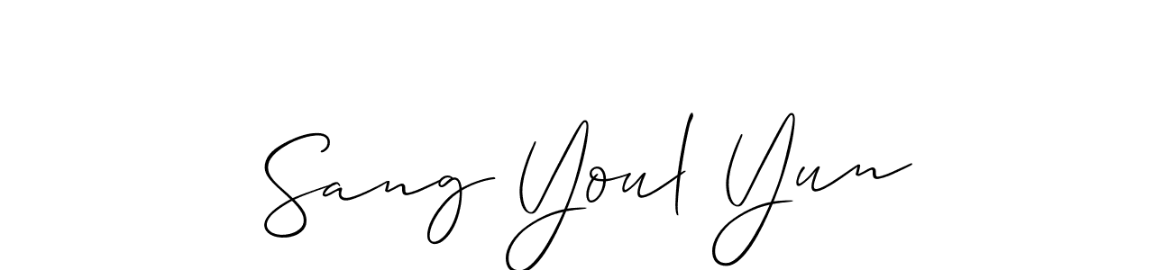 Make a beautiful signature design for name Sang Youl Yun. With this signature (Allison_Script) style, you can create a handwritten signature for free. Sang Youl Yun signature style 2 images and pictures png