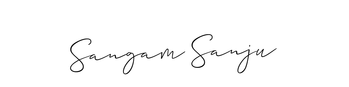 if you are searching for the best signature style for your name Sangam Sanju. so please give up your signature search. here we have designed multiple signature styles  using Allison_Script. Sangam Sanju signature style 2 images and pictures png