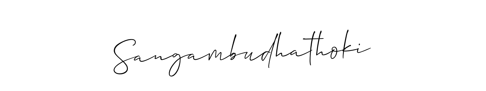 Make a beautiful signature design for name Sangambudhathoki. With this signature (Allison_Script) style, you can create a handwritten signature for free. Sangambudhathoki signature style 2 images and pictures png