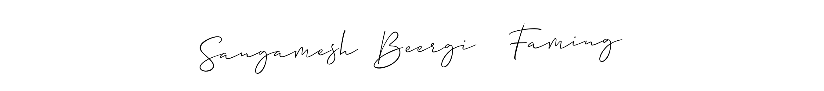 It looks lik you need a new signature style for name Sangamesh  Beergi    Faming. Design unique handwritten (Allison_Script) signature with our free signature maker in just a few clicks. Sangamesh  Beergi    Faming signature style 2 images and pictures png