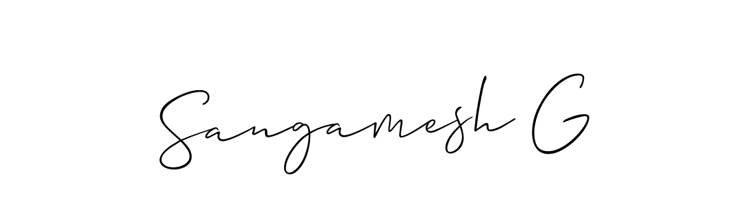 Make a beautiful signature design for name Sangamesh G. With this signature (Allison_Script) style, you can create a handwritten signature for free. Sangamesh G signature style 2 images and pictures png