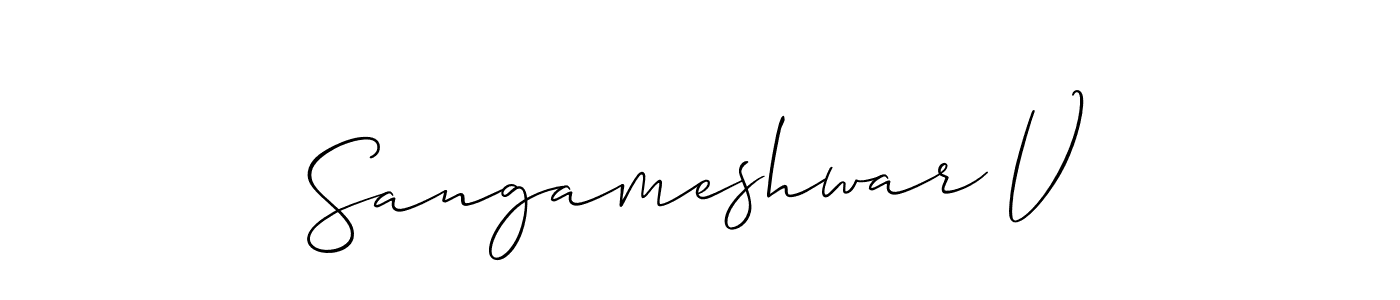 Sangameshwar V stylish signature style. Best Handwritten Sign (Allison_Script) for my name. Handwritten Signature Collection Ideas for my name Sangameshwar V. Sangameshwar V signature style 2 images and pictures png
