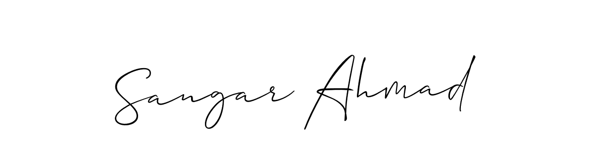 Allison_Script is a professional signature style that is perfect for those who want to add a touch of class to their signature. It is also a great choice for those who want to make their signature more unique. Get Sangar Ahmad name to fancy signature for free. Sangar Ahmad signature style 2 images and pictures png