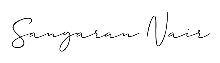 Get an exclusive digital autograph for Sangaran Nair. The Allison_Script typeface captures the charm of real penmanship on paper. Sangaran Nair signature style 2 images and pictures png