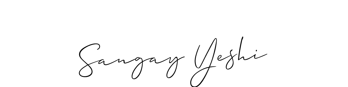 Similarly Allison_Script is the best handwritten signature design. Signature creator online .You can use it as an online autograph creator for name Sangay Yeshi. Sangay Yeshi signature style 2 images and pictures png