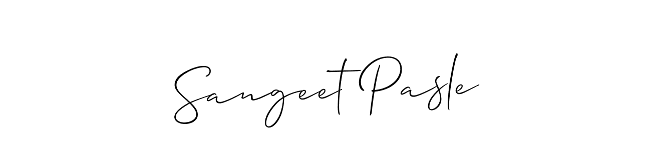 Make a beautiful signature design for name Sangeet Pasle. With this signature (Allison_Script) style, you can create a handwritten signature for free. Sangeet Pasle signature style 2 images and pictures png