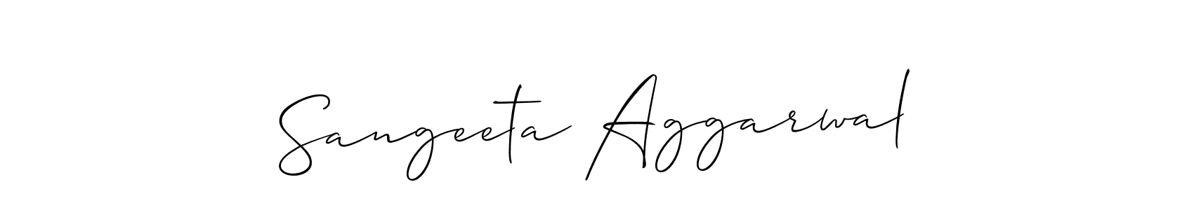 Make a beautiful signature design for name Sangeeta Aggarwal. With this signature (Allison_Script) style, you can create a handwritten signature for free. Sangeeta Aggarwal signature style 2 images and pictures png