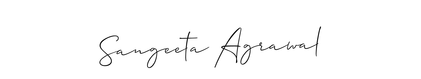 Create a beautiful signature design for name Sangeeta Agrawal. With this signature (Allison_Script) fonts, you can make a handwritten signature for free. Sangeeta Agrawal signature style 2 images and pictures png