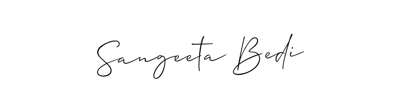 The best way (Allison_Script) to make a short signature is to pick only two or three words in your name. The name Sangeeta Bedi include a total of six letters. For converting this name. Sangeeta Bedi signature style 2 images and pictures png