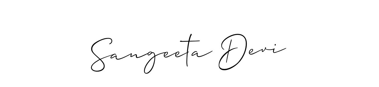 Create a beautiful signature design for name Sangeeta Devi. With this signature (Allison_Script) fonts, you can make a handwritten signature for free. Sangeeta Devi signature style 2 images and pictures png