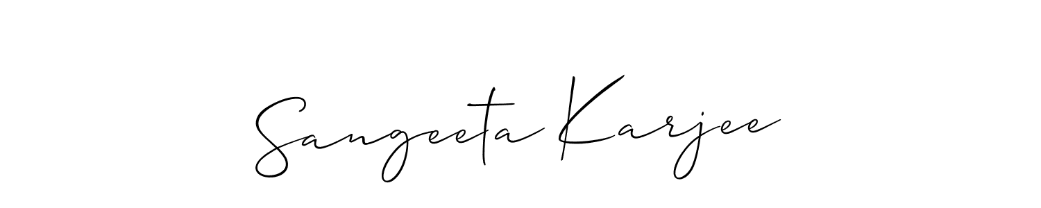 You should practise on your own different ways (Allison_Script) to write your name (Sangeeta Karjee) in signature. don't let someone else do it for you. Sangeeta Karjee signature style 2 images and pictures png