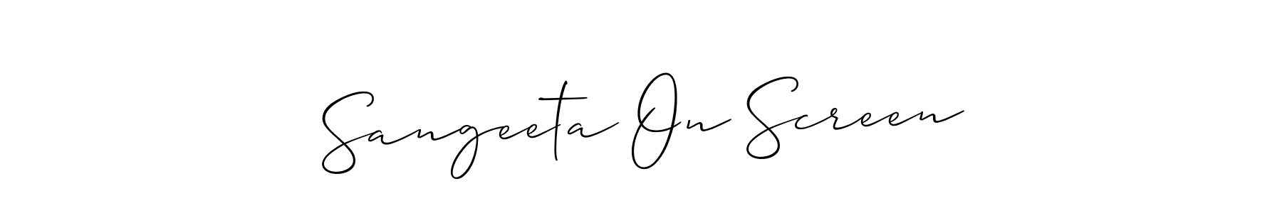 How to Draw Sangeeta On Screen signature style? Allison_Script is a latest design signature styles for name Sangeeta On Screen. Sangeeta On Screen signature style 2 images and pictures png