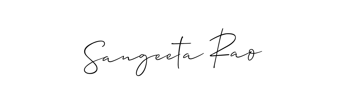 Make a beautiful signature design for name Sangeeta Rao. With this signature (Allison_Script) style, you can create a handwritten signature for free. Sangeeta Rao signature style 2 images and pictures png