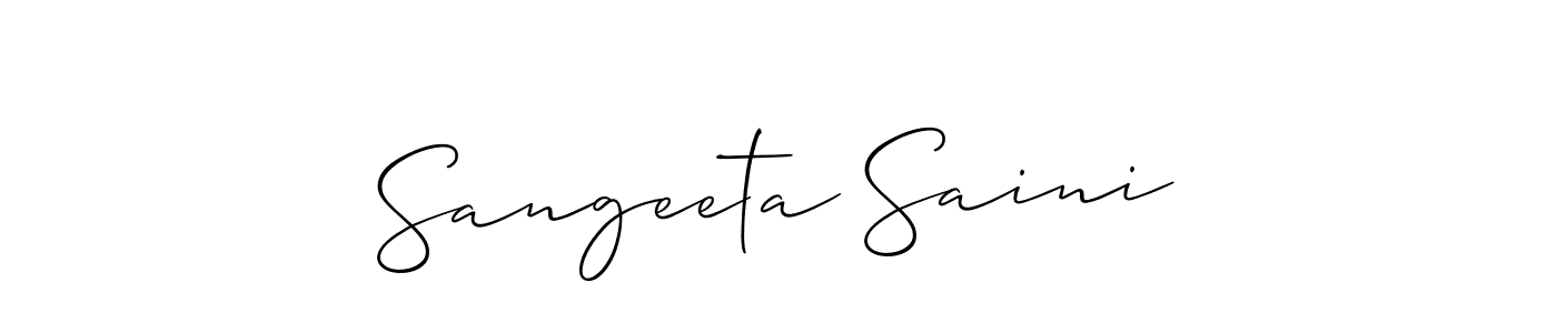 It looks lik you need a new signature style for name Sangeeta Saini. Design unique handwritten (Allison_Script) signature with our free signature maker in just a few clicks. Sangeeta Saini signature style 2 images and pictures png