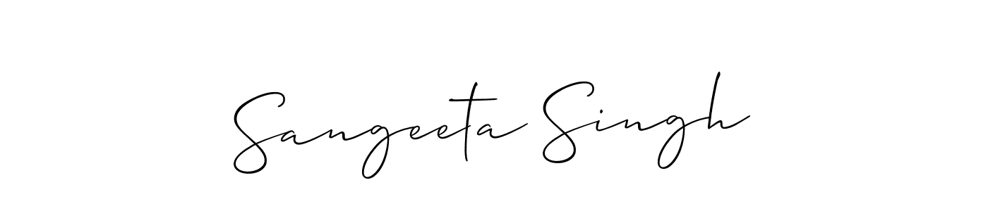 The best way (Allison_Script) to make a short signature is to pick only two or three words in your name. The name Sangeeta Singh include a total of six letters. For converting this name. Sangeeta Singh signature style 2 images and pictures png