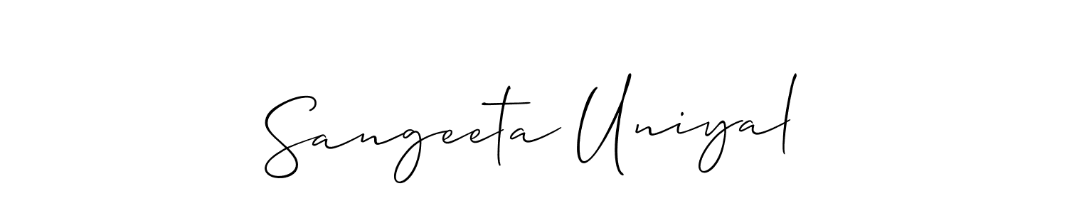 You can use this online signature creator to create a handwritten signature for the name Sangeeta Uniyal. This is the best online autograph maker. Sangeeta Uniyal signature style 2 images and pictures png
