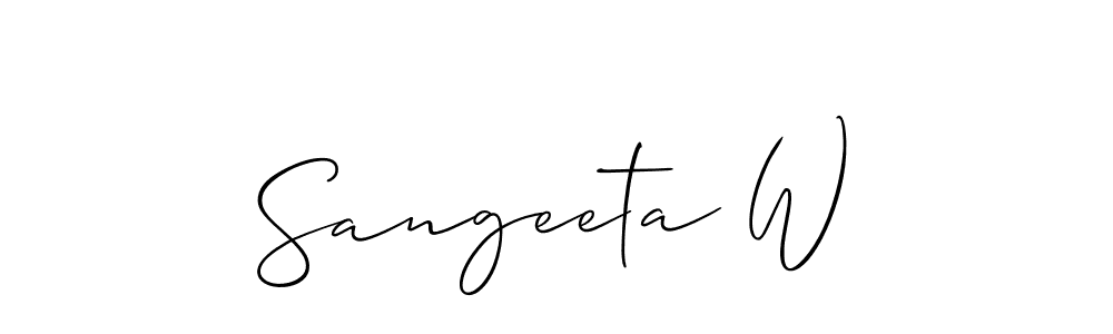 You should practise on your own different ways (Allison_Script) to write your name (Sangeeta W) in signature. don't let someone else do it for you. Sangeeta W signature style 2 images and pictures png