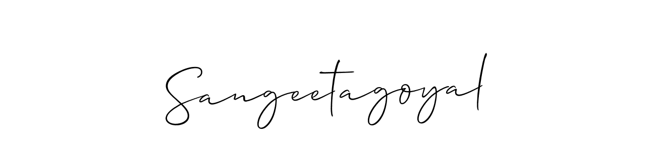 Create a beautiful signature design for name Sangeetagoyal. With this signature (Allison_Script) fonts, you can make a handwritten signature for free. Sangeetagoyal signature style 2 images and pictures png