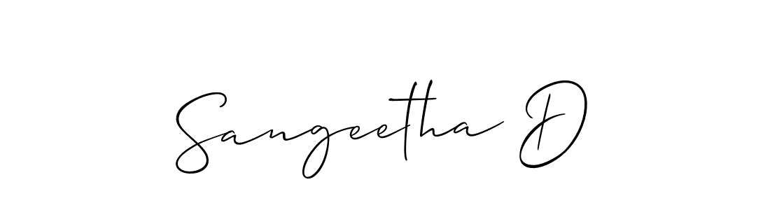 How to make Sangeetha D name signature. Use Allison_Script style for creating short signs online. This is the latest handwritten sign. Sangeetha D signature style 2 images and pictures png