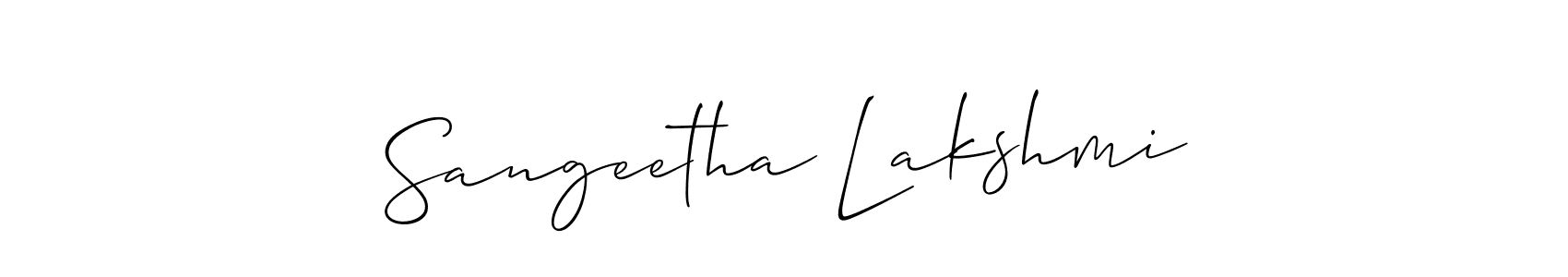 Create a beautiful signature design for name Sangeetha Lakshmi. With this signature (Allison_Script) fonts, you can make a handwritten signature for free. Sangeetha Lakshmi signature style 2 images and pictures png