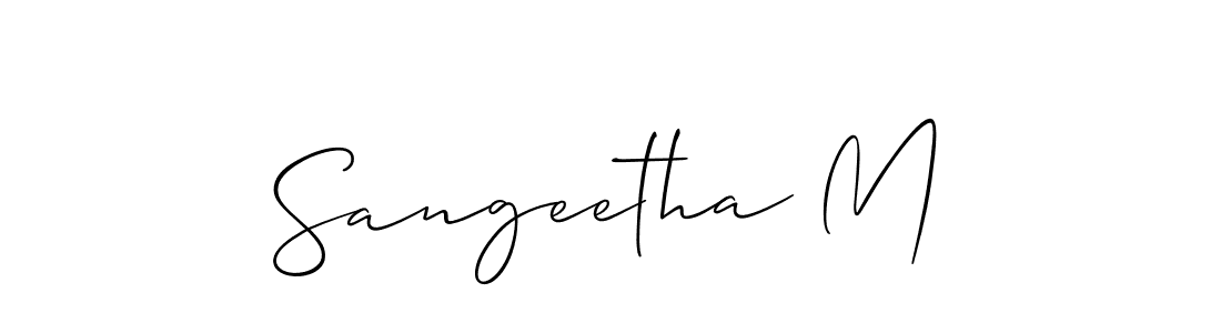 Make a beautiful signature design for name Sangeetha M. With this signature (Allison_Script) style, you can create a handwritten signature for free. Sangeetha M signature style 2 images and pictures png