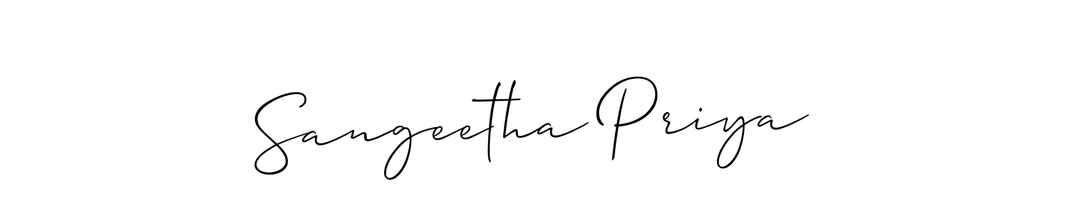 Also we have Sangeetha Priya name is the best signature style. Create professional handwritten signature collection using Allison_Script autograph style. Sangeetha Priya signature style 2 images and pictures png