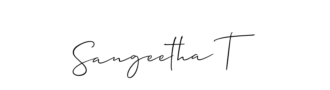 if you are searching for the best signature style for your name Sangeetha T. so please give up your signature search. here we have designed multiple signature styles  using Allison_Script. Sangeetha T signature style 2 images and pictures png