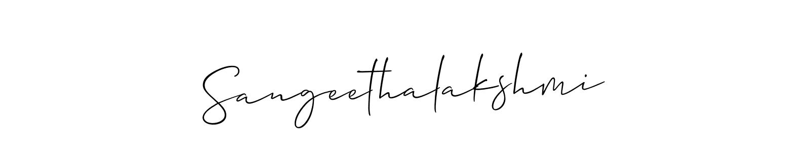 Also we have Sangeethalakshmi name is the best signature style. Create professional handwritten signature collection using Allison_Script autograph style. Sangeethalakshmi signature style 2 images and pictures png