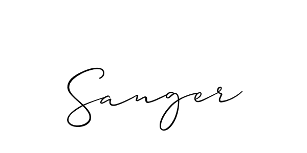 Make a beautiful signature design for name Sanger. With this signature (Allison_Script) style, you can create a handwritten signature for free. Sanger signature style 2 images and pictures png