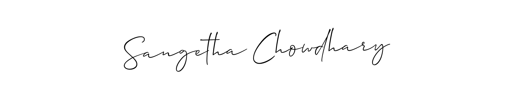 Create a beautiful signature design for name Sangetha Chowdhary. With this signature (Allison_Script) fonts, you can make a handwritten signature for free. Sangetha Chowdhary signature style 2 images and pictures png