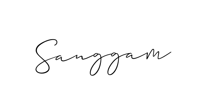 Make a beautiful signature design for name Sanggam. With this signature (Allison_Script) style, you can create a handwritten signature for free. Sanggam signature style 2 images and pictures png