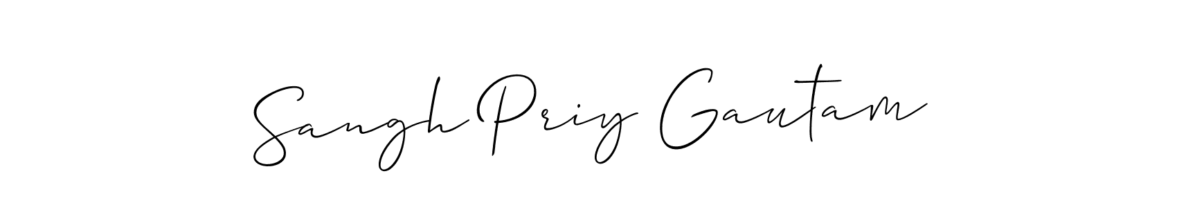Make a beautiful signature design for name Sangh Priy Gautam. With this signature (Allison_Script) style, you can create a handwritten signature for free. Sangh Priy Gautam signature style 2 images and pictures png