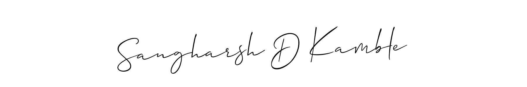 How to make Sangharsh D Kamble name signature. Use Allison_Script style for creating short signs online. This is the latest handwritten sign. Sangharsh D Kamble signature style 2 images and pictures png