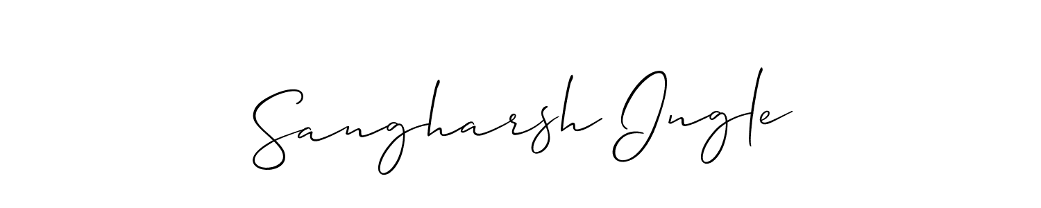 The best way (Allison_Script) to make a short signature is to pick only two or three words in your name. The name Sangharsh Ingle include a total of six letters. For converting this name. Sangharsh Ingle signature style 2 images and pictures png