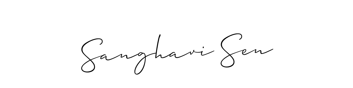 Create a beautiful signature design for name Sanghavi Sen. With this signature (Allison_Script) fonts, you can make a handwritten signature for free. Sanghavi Sen signature style 2 images and pictures png