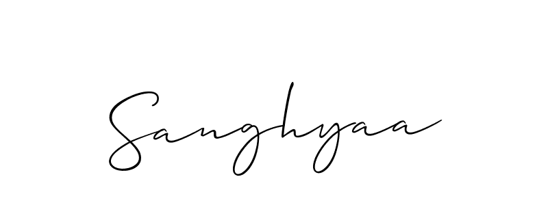 Create a beautiful signature design for name Sanghyaa. With this signature (Allison_Script) fonts, you can make a handwritten signature for free. Sanghyaa signature style 2 images and pictures png