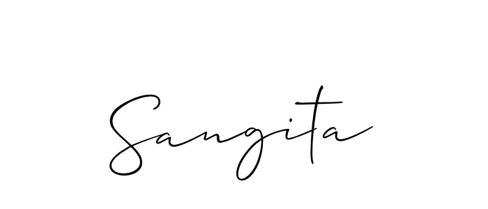 Make a beautiful signature design for name Sangita. With this signature (Allison_Script) style, you can create a handwritten signature for free. Sangita signature style 2 images and pictures png