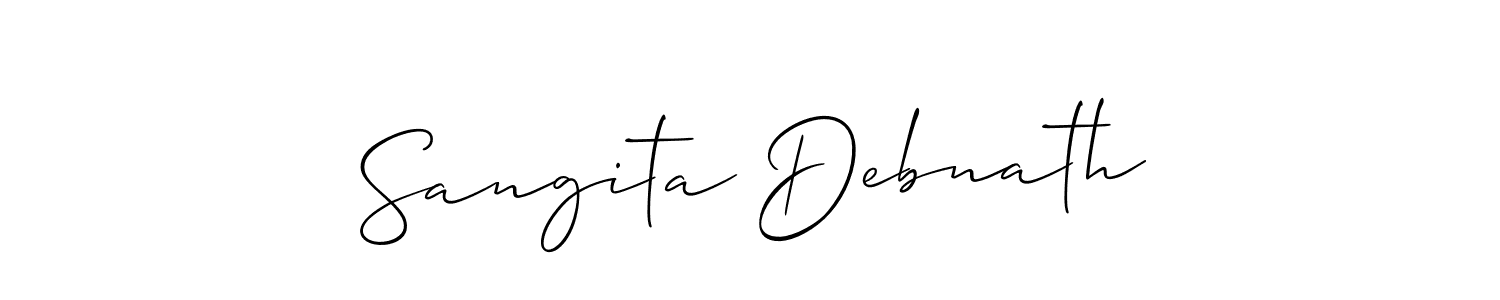You should practise on your own different ways (Allison_Script) to write your name (Sangita Debnath) in signature. don't let someone else do it for you. Sangita Debnath signature style 2 images and pictures png