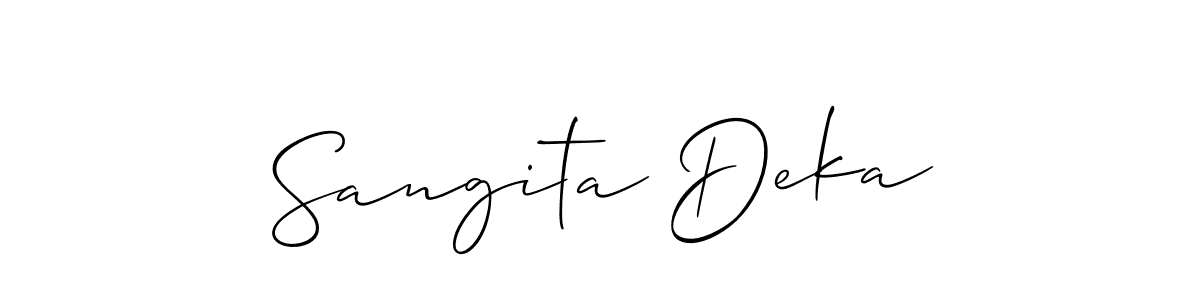 Make a beautiful signature design for name Sangita Deka. With this signature (Allison_Script) style, you can create a handwritten signature for free. Sangita Deka signature style 2 images and pictures png