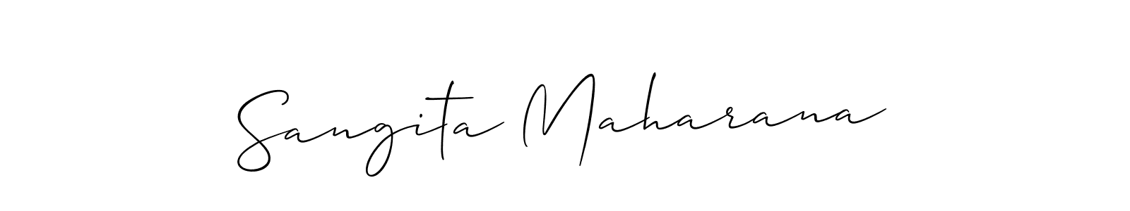 Allison_Script is a professional signature style that is perfect for those who want to add a touch of class to their signature. It is also a great choice for those who want to make their signature more unique. Get Sangita Maharana name to fancy signature for free. Sangita Maharana signature style 2 images and pictures png