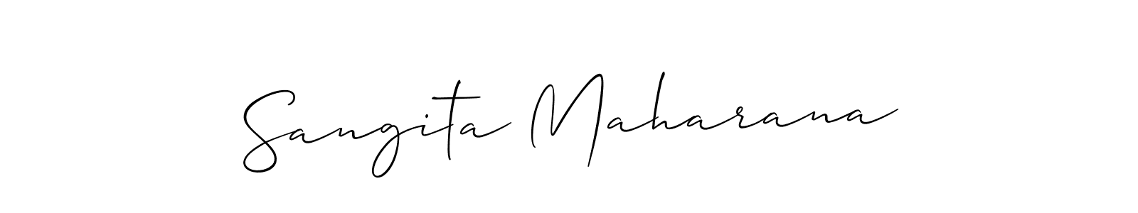 Allison_Script is a professional signature style that is perfect for those who want to add a touch of class to their signature. It is also a great choice for those who want to make their signature more unique. Get Sangita Maharana name to fancy signature for free. Sangita Maharana signature style 2 images and pictures png