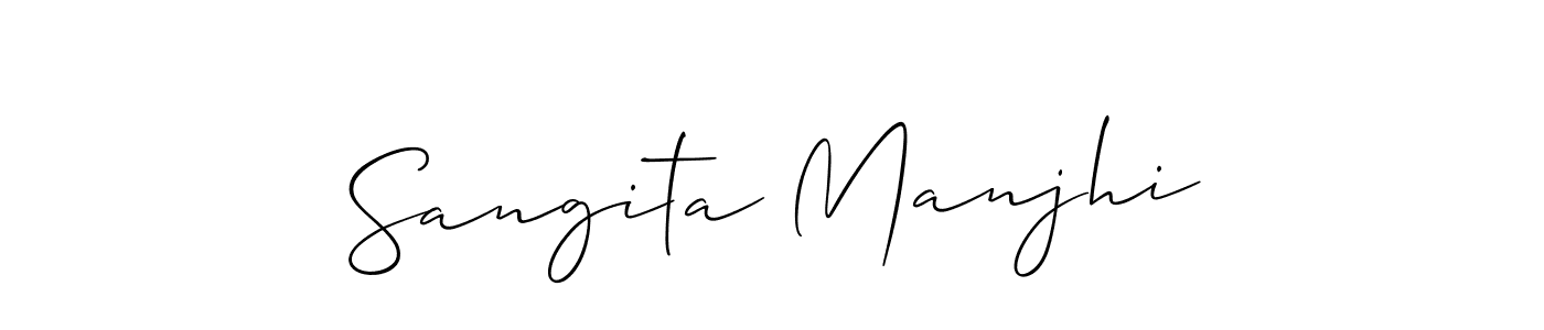 Create a beautiful signature design for name Sangita Manjhi. With this signature (Allison_Script) fonts, you can make a handwritten signature for free. Sangita Manjhi signature style 2 images and pictures png