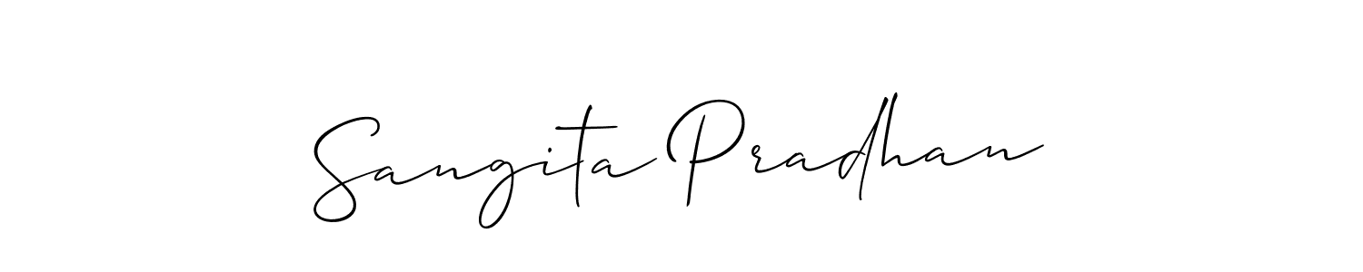 You should practise on your own different ways (Allison_Script) to write your name (Sangita Pradhan) in signature. don't let someone else do it for you. Sangita Pradhan signature style 2 images and pictures png