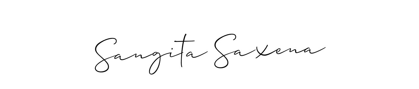 How to make Sangita Saxena name signature. Use Allison_Script style for creating short signs online. This is the latest handwritten sign. Sangita Saxena signature style 2 images and pictures png