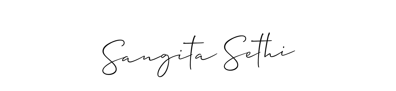 Also we have Sangita Sethi name is the best signature style. Create professional handwritten signature collection using Allison_Script autograph style. Sangita Sethi signature style 2 images and pictures png