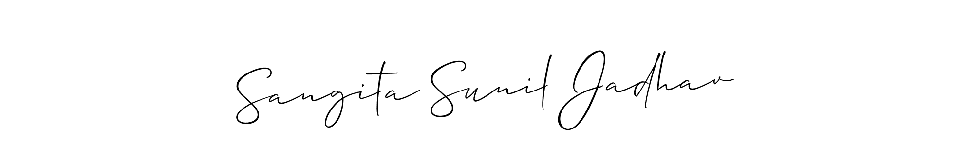 You should practise on your own different ways (Allison_Script) to write your name (Sangita Sunil Jadhav) in signature. don't let someone else do it for you. Sangita Sunil Jadhav signature style 2 images and pictures png