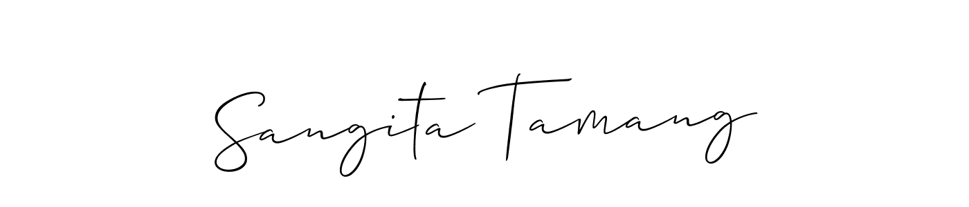 Design your own signature with our free online signature maker. With this signature software, you can create a handwritten (Allison_Script) signature for name Sangita Tamang. Sangita Tamang signature style 2 images and pictures png