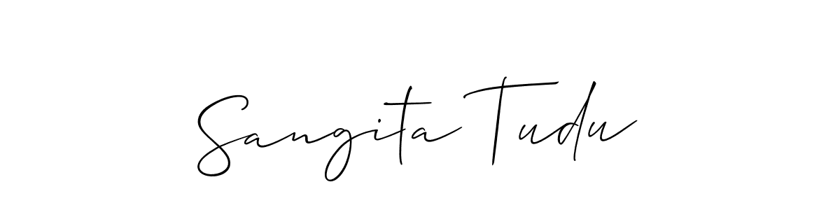 if you are searching for the best signature style for your name Sangita Tudu. so please give up your signature search. here we have designed multiple signature styles  using Allison_Script. Sangita Tudu signature style 2 images and pictures png