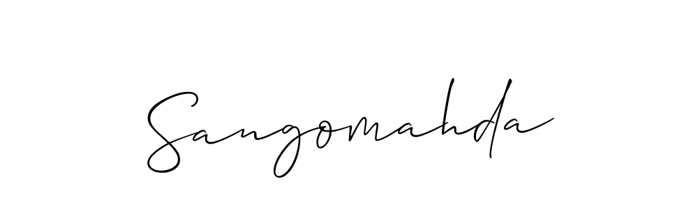 Allison_Script is a professional signature style that is perfect for those who want to add a touch of class to their signature. It is also a great choice for those who want to make their signature more unique. Get Sangomahda name to fancy signature for free. Sangomahda signature style 2 images and pictures png